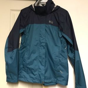 REI Navy and Teal Light Rain Jacket